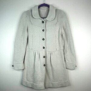 Vintage Y2K Cardigan Sweater Coat Womens Medium Twee Button Up Academia Neutral